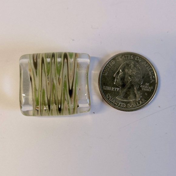 Artisan Vintage lamp-work Glass Bead Pendant Necklace ZigZag - Picture 4 of 4